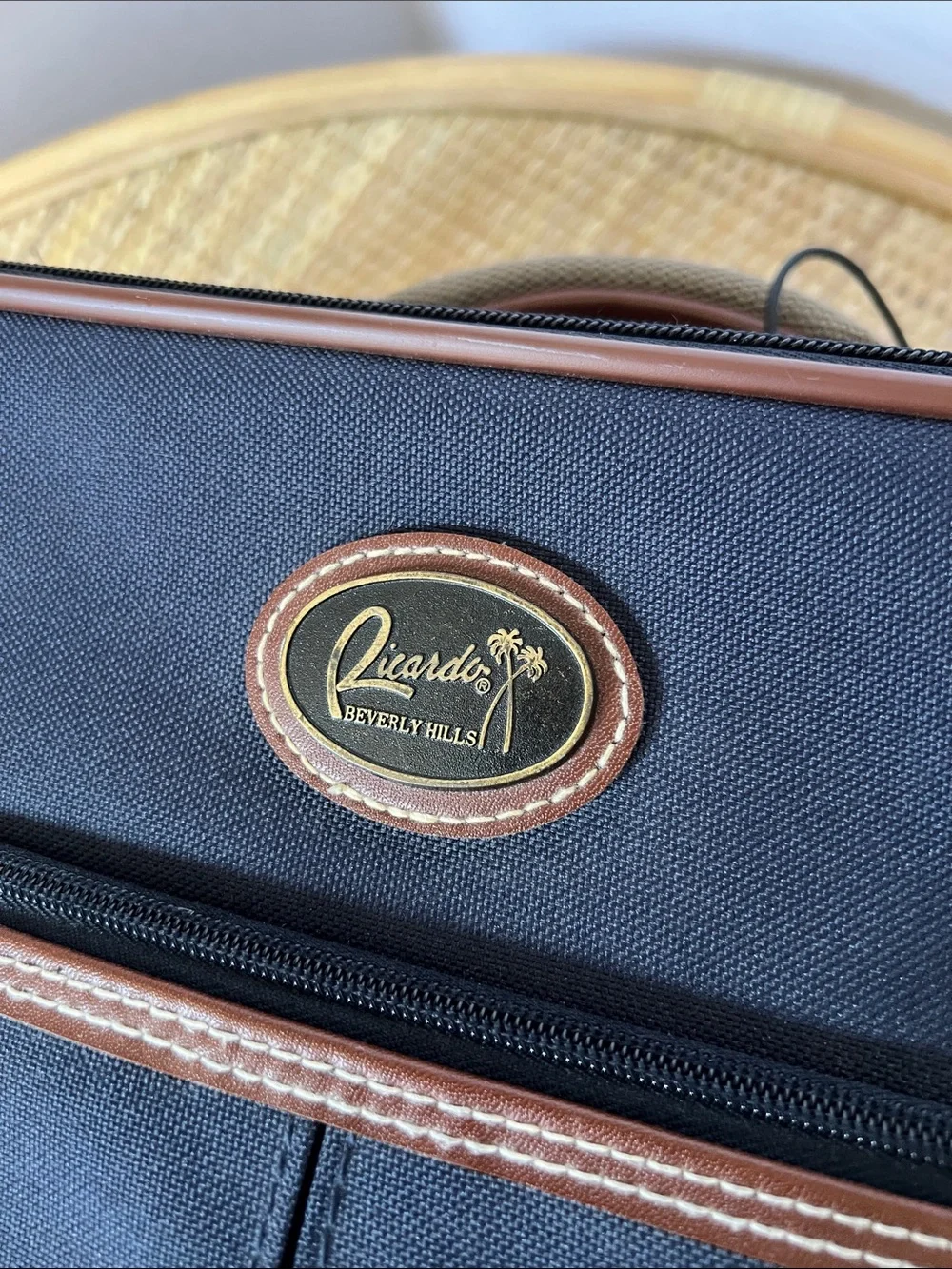 Ricardo Beverly Hills vintage 80s rolling carry-on luggage suitcase navy brown